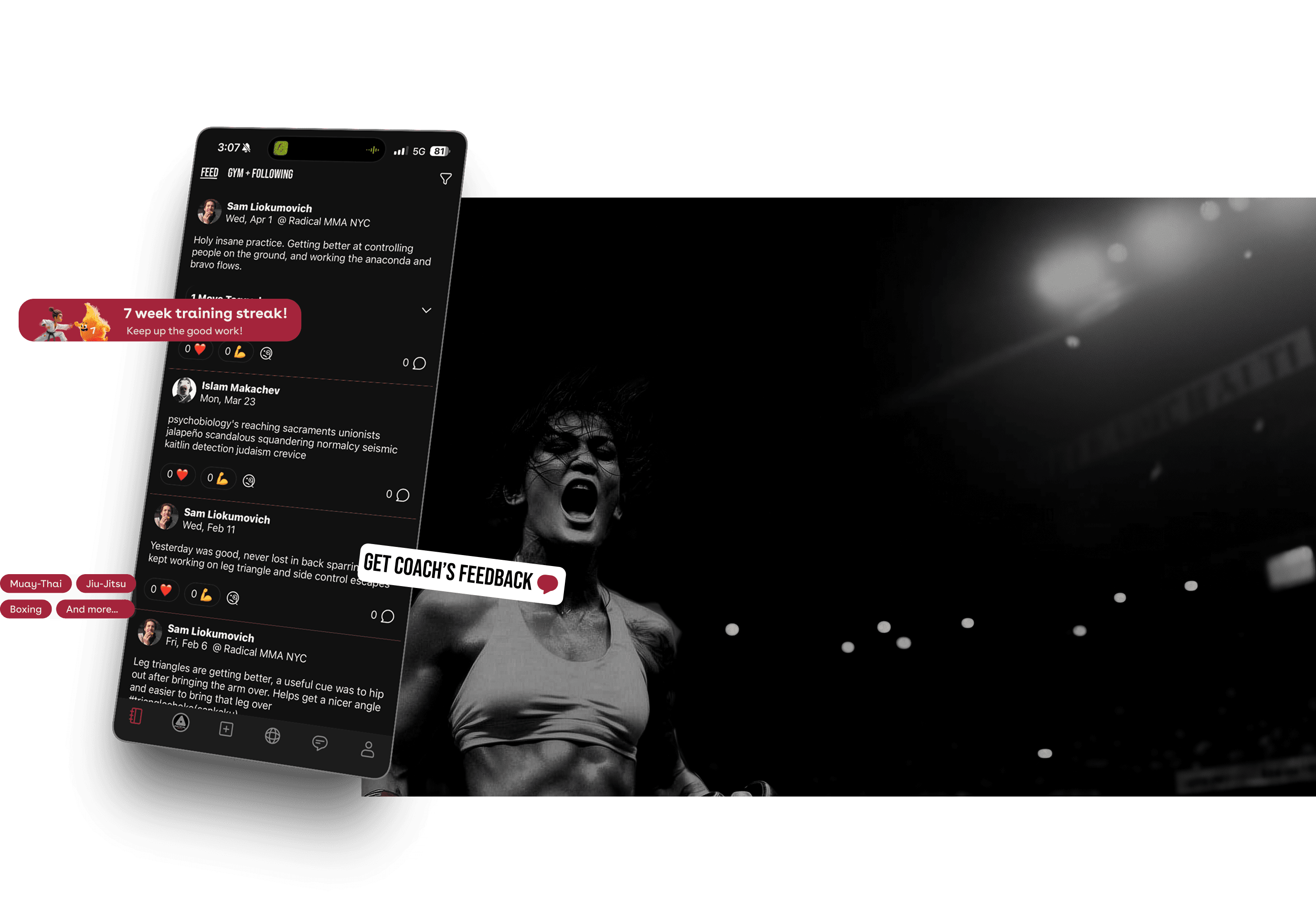 Fighter celebrating victory